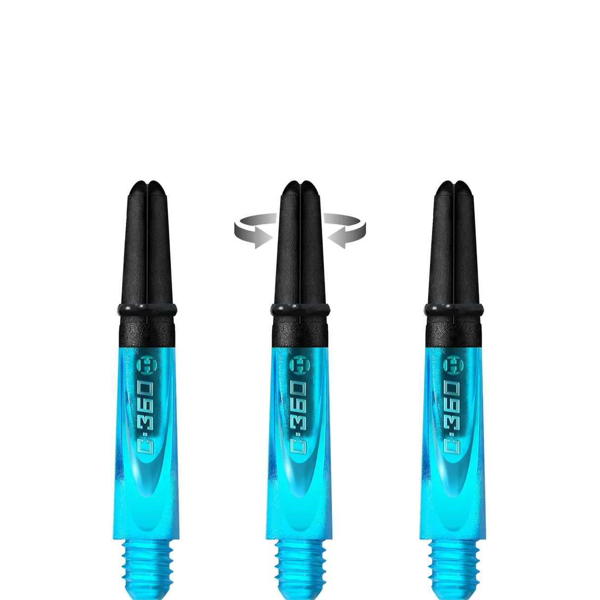 Harrows Carbon 360 Shafts - Polycarbonate Dart Stems with Carbon Top - Aqua Blue Short