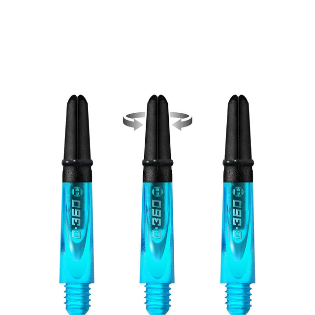 Harrows Carbon 360 Shafts - Polycarbonate Dart Stems with Carbon Top - Aqua Blue Short