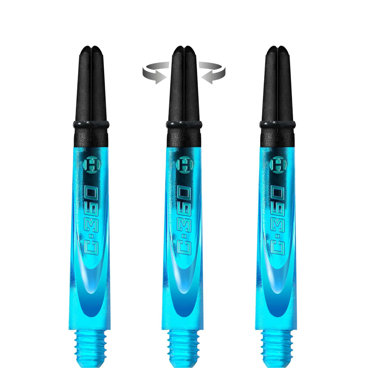 Harrows Carbon 360 Shafts - Polycarbonate Dart Stems with Carbon Top - Aqua Blue Tweenie