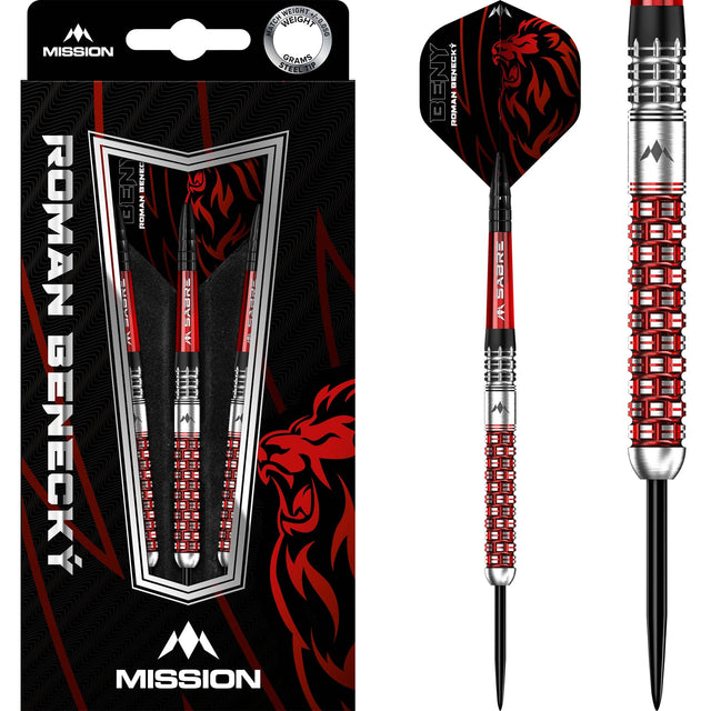 Mission Roman Benecky Darts - Steel Tip - Black & Red 22g