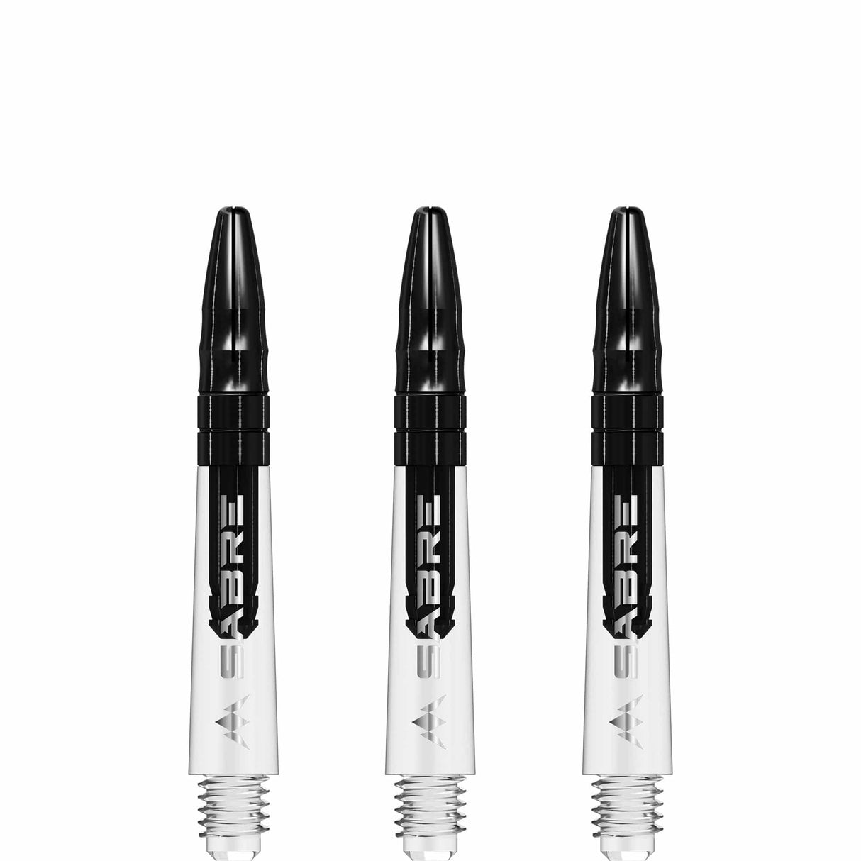 Mission Sabre Shafts - Polycarbonate Dart Stems - Clear - Black Top Short