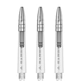 Mission Sabre Shafts - Polycarbonate Dart Stems - Clear - Silver Top Tweenie Plus