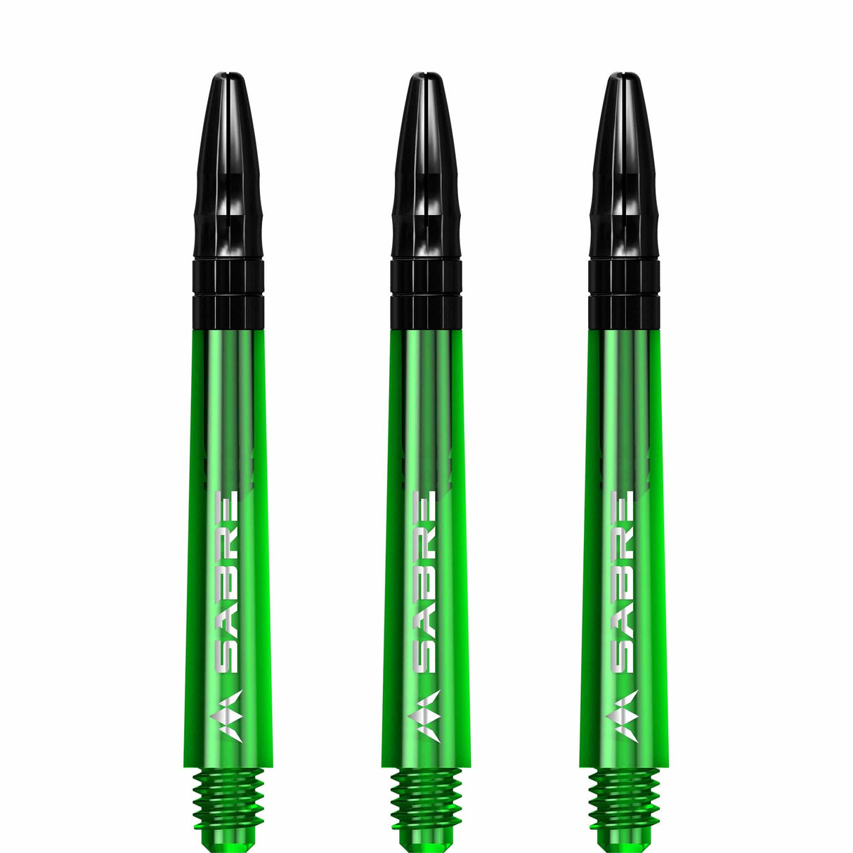 Mission Sabre Shafts - Polycarbonate Dart Stems - Green - Black Top Tweenie Plus