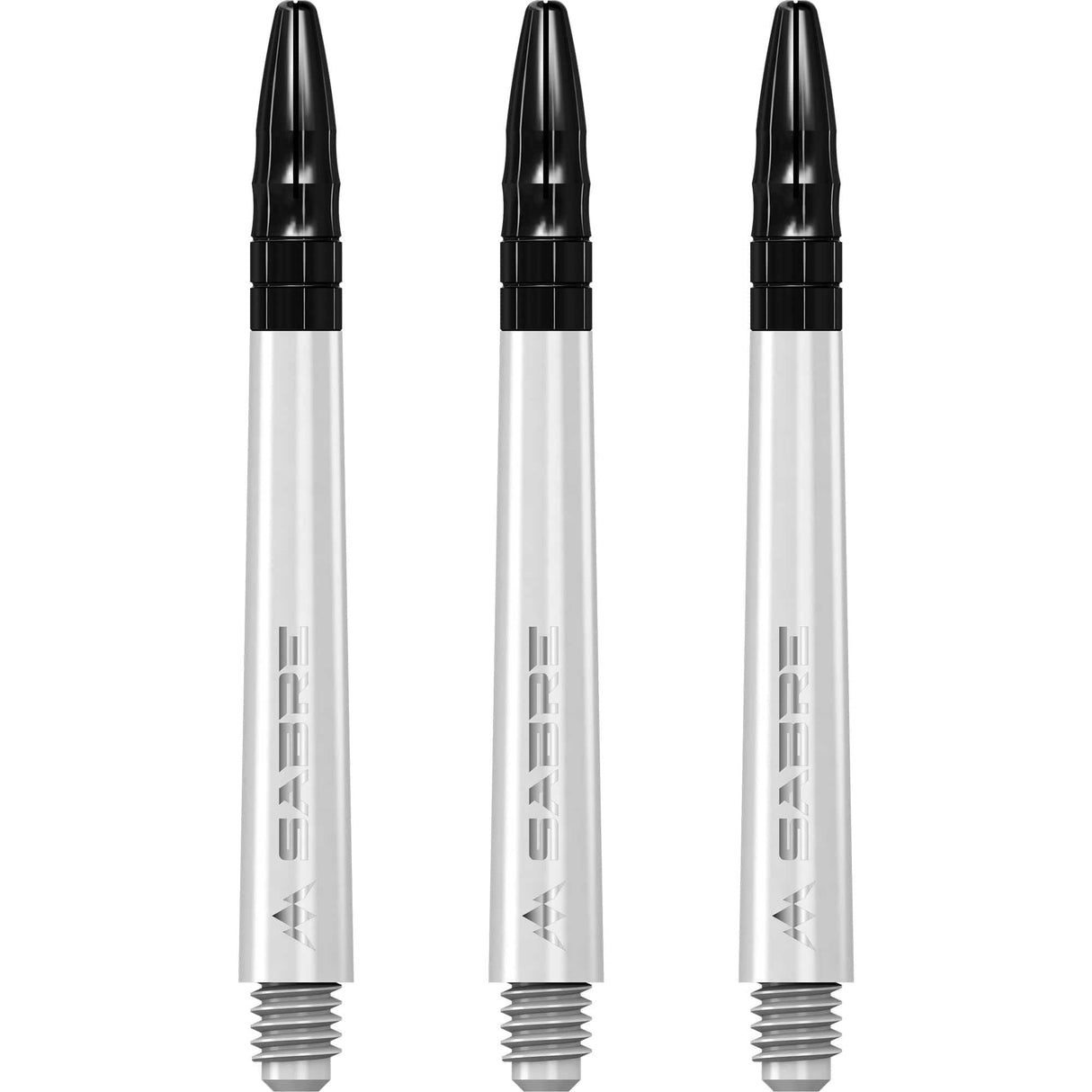 Mission Sabre Shafts - Polycarbonate Dart Stems - White - Black Top Medium