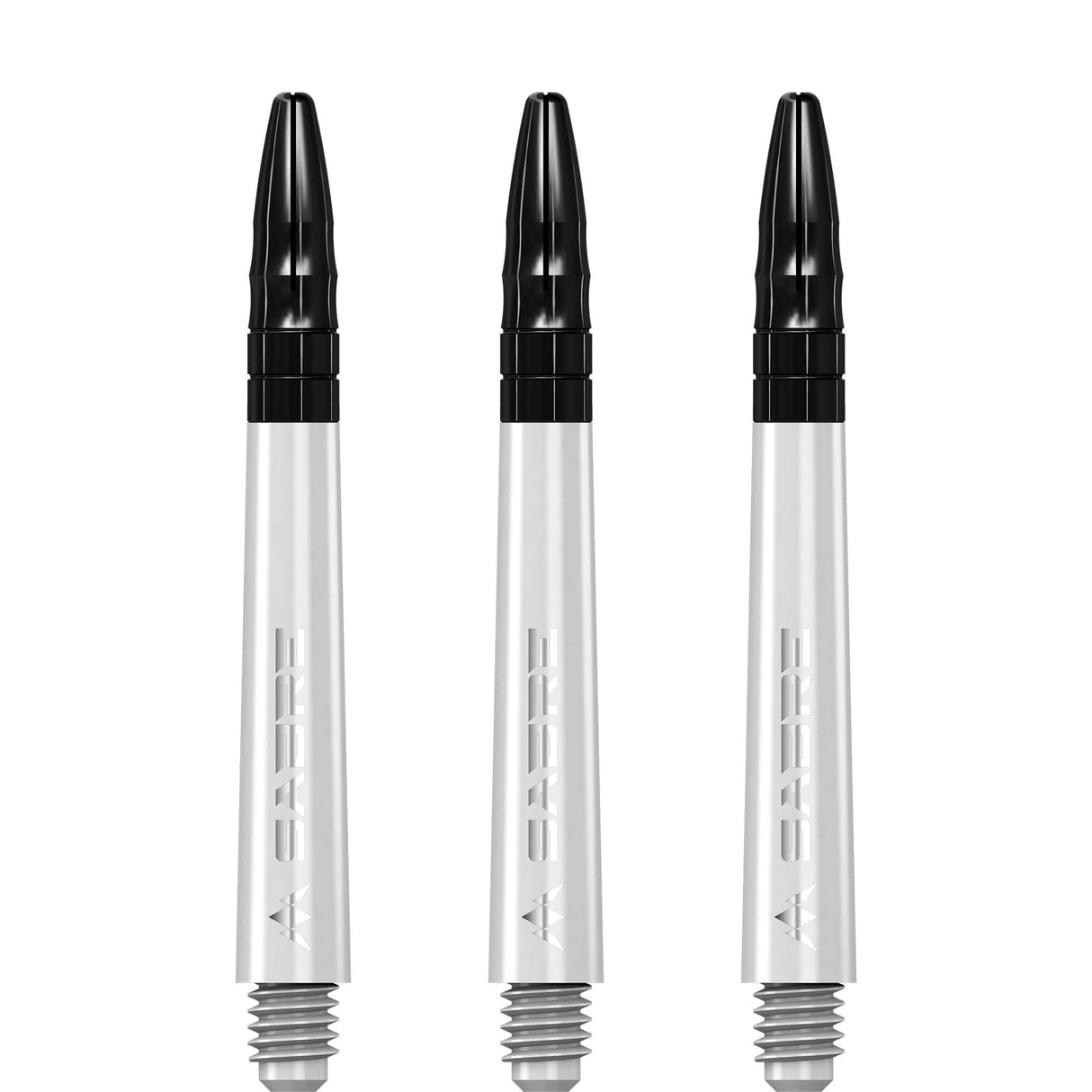 Mission Sabre Shafts - Polycarbonate Dart Stems - White - Black Top Tweenie Plus