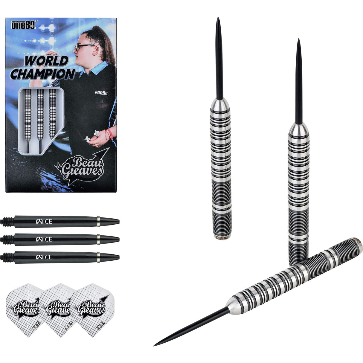 One80 Beau Greaves Darts - Steel Tip - HD - Black & Silver