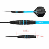 One80 Raise B Darts - Steel Tip - Black - Aqua Blue Rings