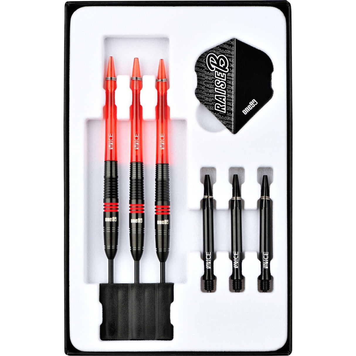 One80 Raise B Darts - Steel Tip - Black - Red Rings