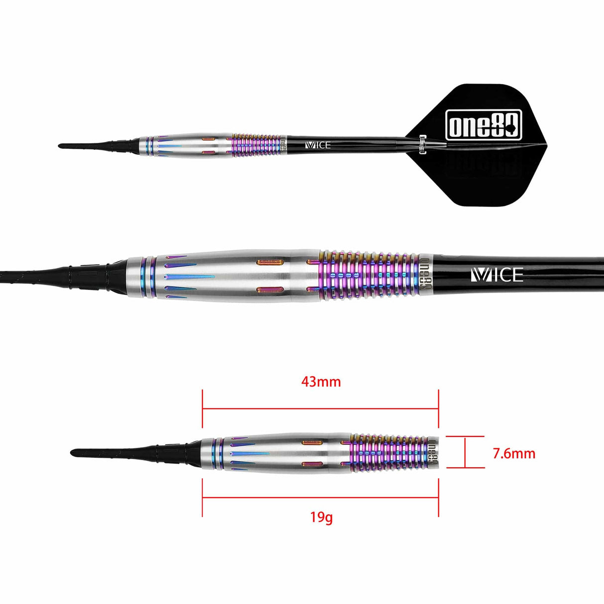 One80 Saori Miymoto Darts - Soft Tip - Rafale - Signature - Chameleon - 19g 19g