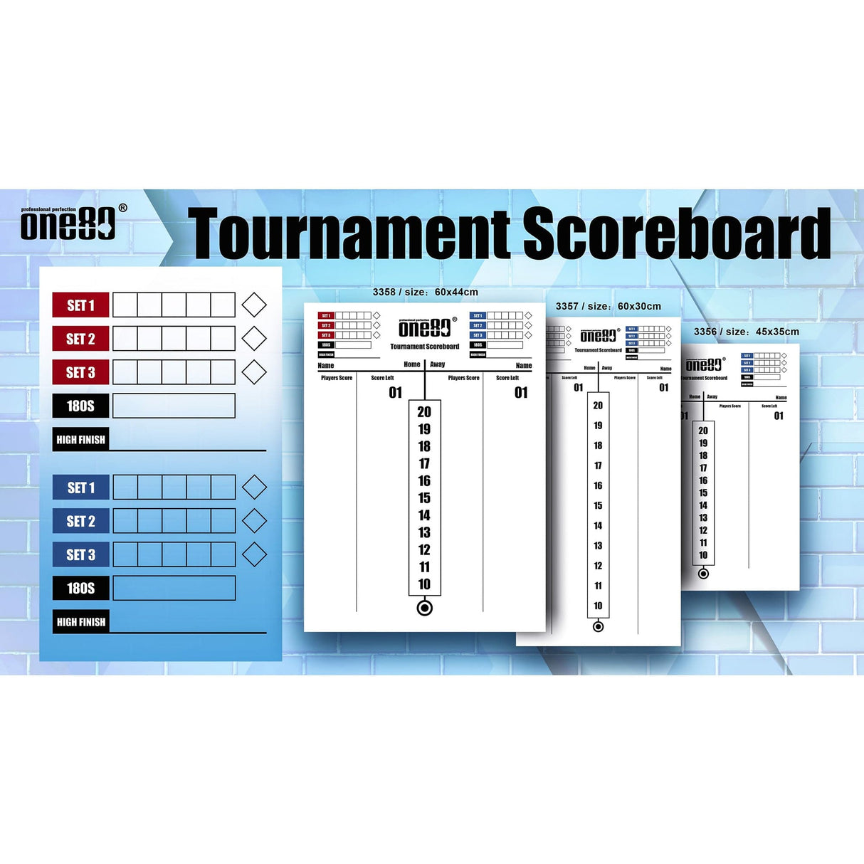 One80 Tournament Scoreboard - Marker Board - Dry Wipe - 60x44cm - Whiteboard