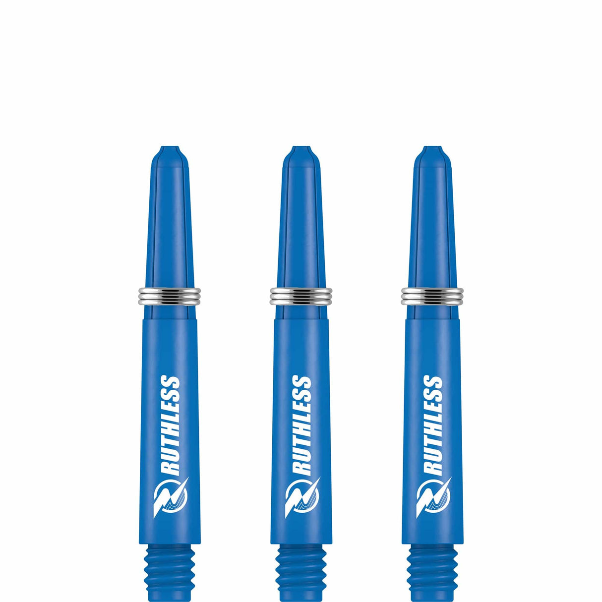 Ruthless Deflectagrip Dart Shafts - Nylon Stems with Springs - Blue Short