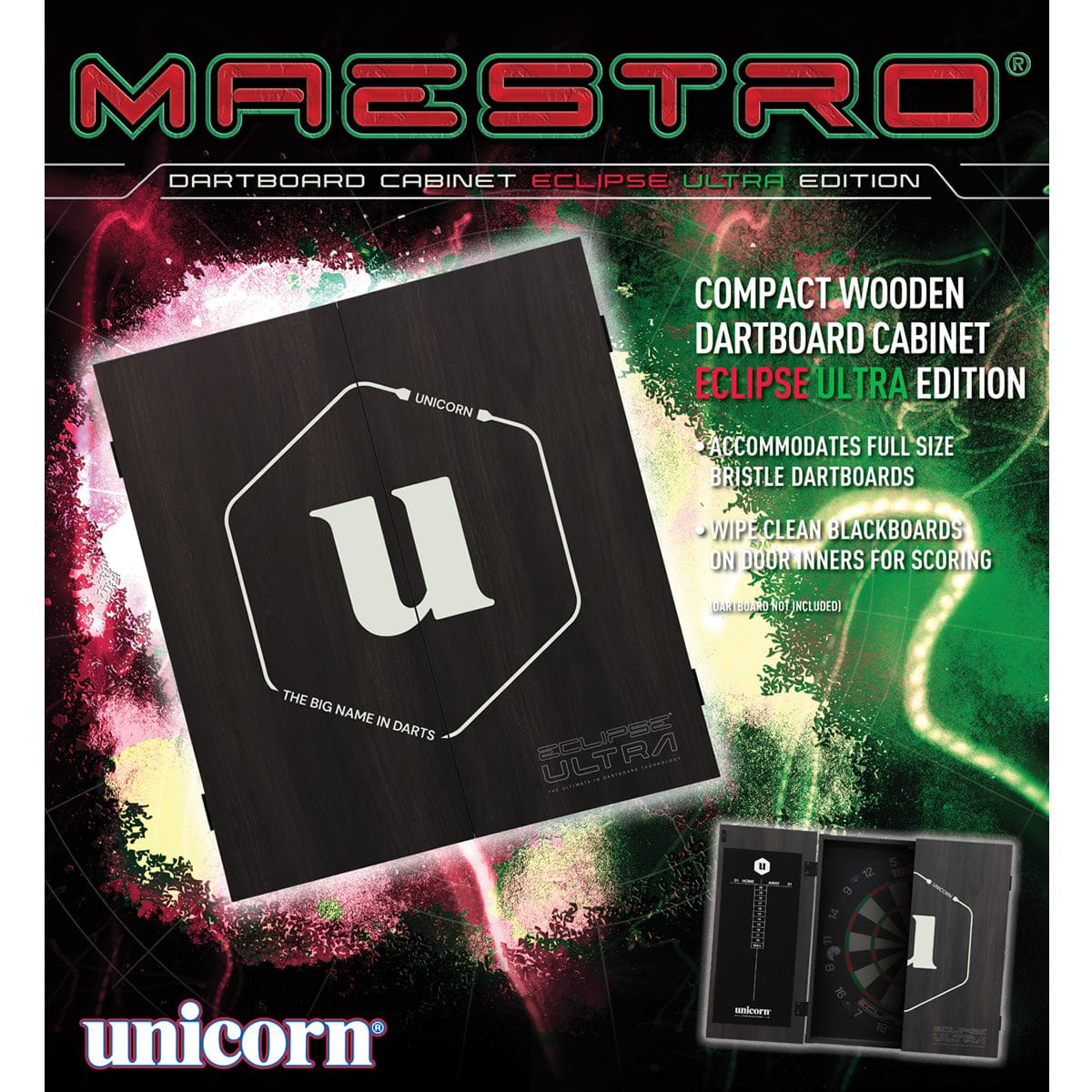 Unicorn Dartboard Cabinet - Maestro - Square - Eclipse Ultra