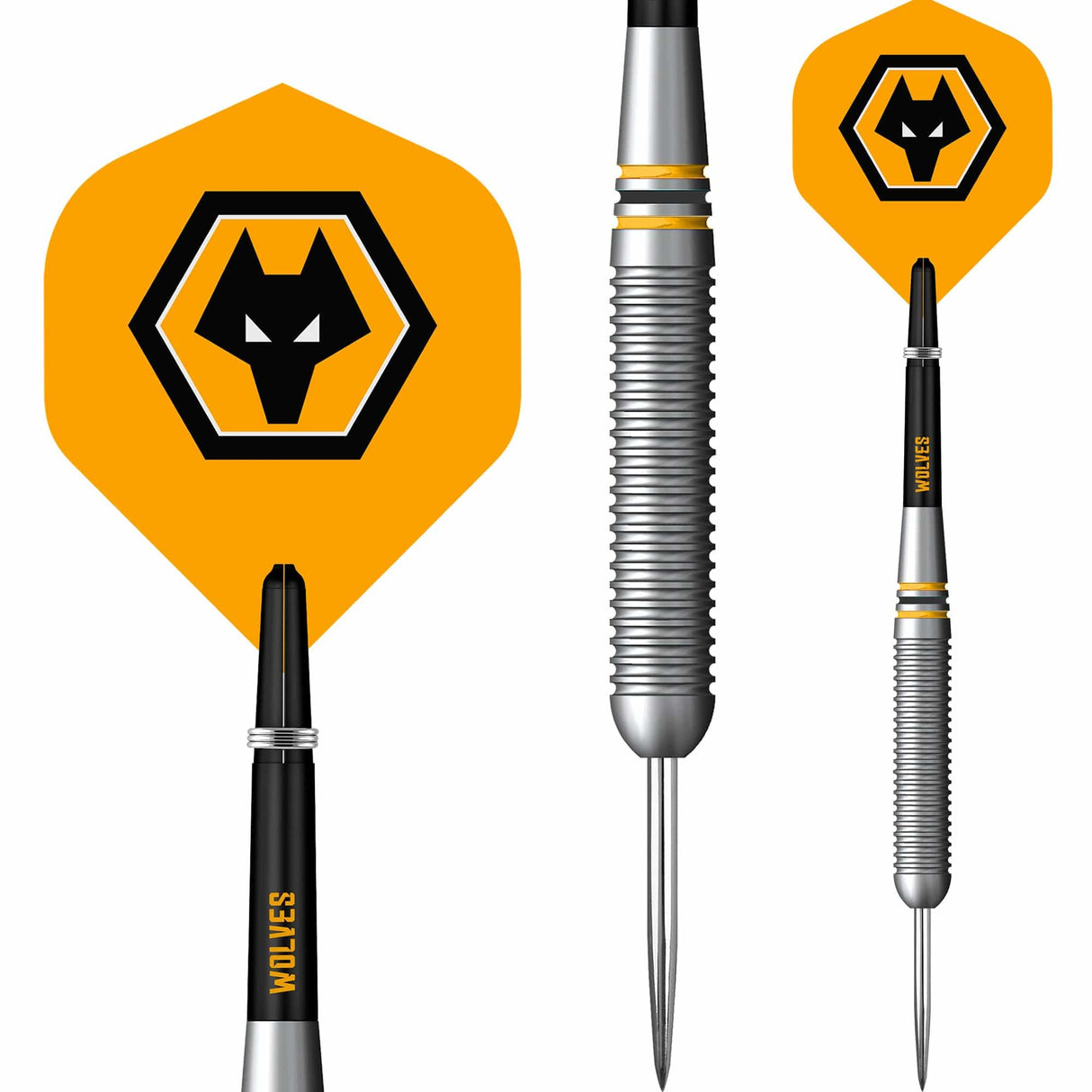 Wolverhampton Wanderers FC Darts - Steel Tip Brass - Official Licensed - Wolves - 22g 22g