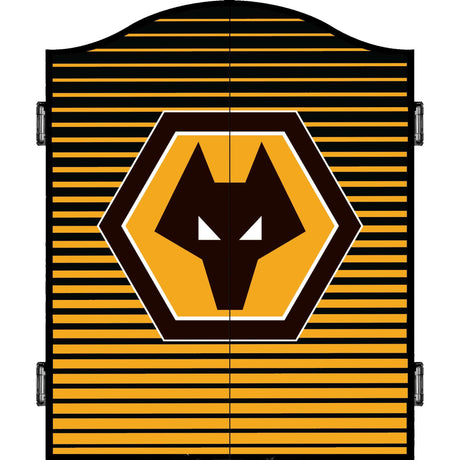 Wolverhampton Wanderers FC Dartboard Cabinet - Official Licensed - C3 - Wolves - Black - Stripe