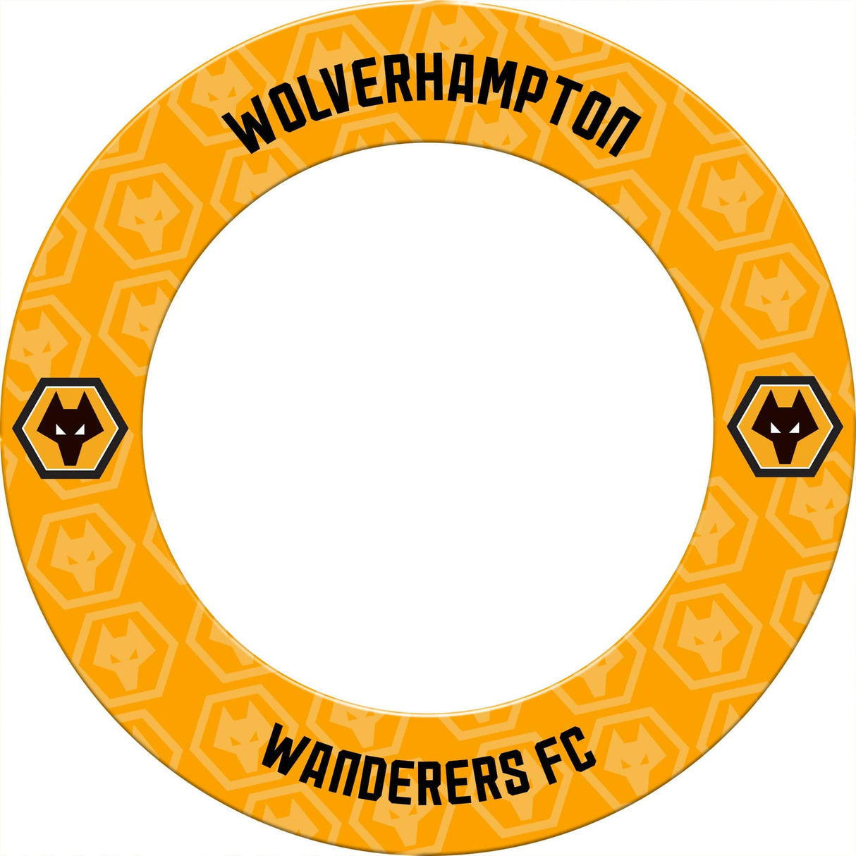 Wolverhampton Wanderers FC Dartboard Surround - Official Licensed - Wolves - S2 - Black - Repeat Crest